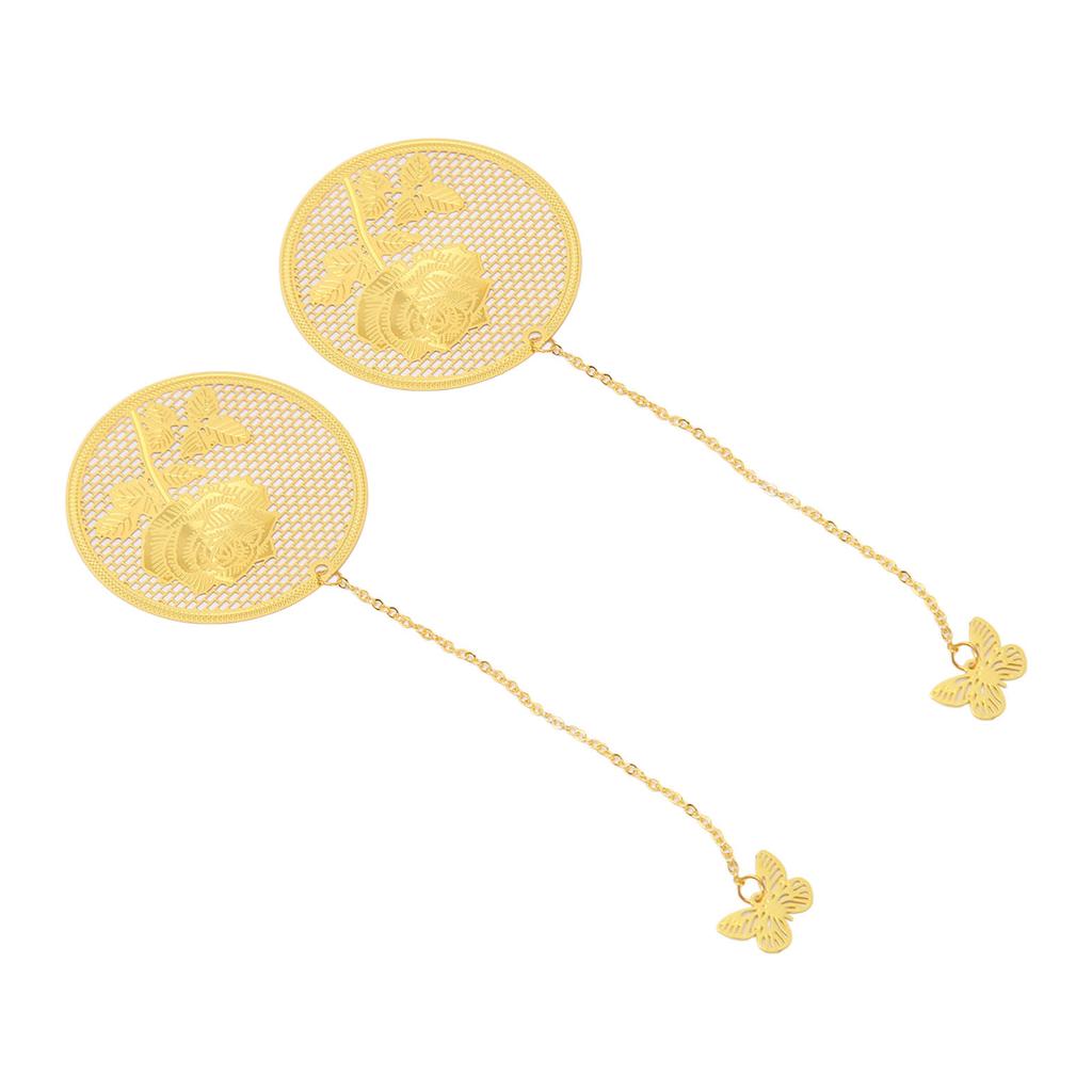 2pcs Leaf Vein Bookmark Exquisite Vintage Chinese Style Hollow Out Metal Bookmark for Student Office Birthday Present