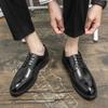 Fashion Luxury Derby Men's Leather Shoes Office Business Wedding Formal Shoes Dress Lace-Up Pointed Toe Moccasins Black Prom Men's Shoes
