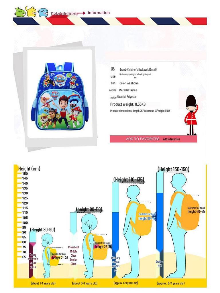 Paw Patrol Cartoon Rucksack für Kindergarten & Klassen 1-2 – Niedliches, Leichtes, Unisex-Design