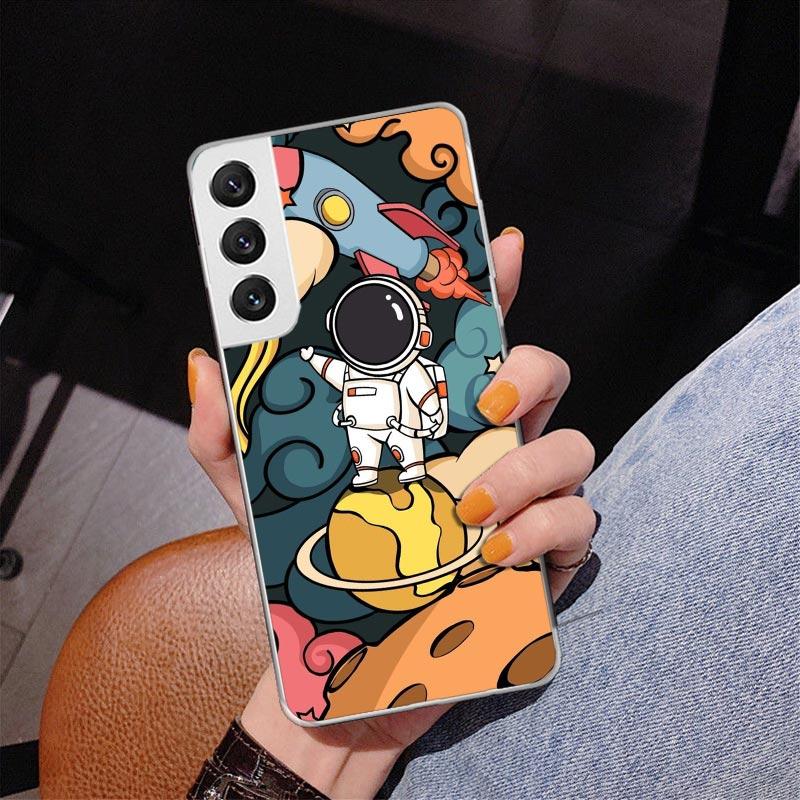 Cartoon Planet Astronaut Star Rocket Phnoe Case for Samsung Galaxy S26 S25 Edge S23 S24 Ultra S22 Plus S21 S20 FE Unique Cover S