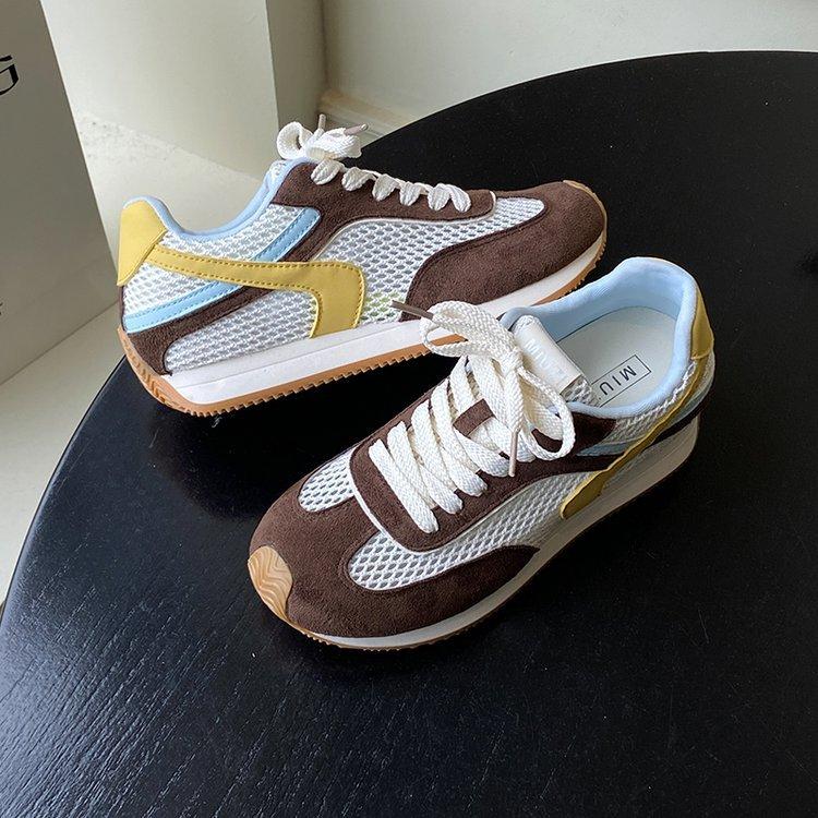 Waffle Forrest Gump shoes women's shoes 2025 new lace-up summer thin mesh shoes women's breathable mesh sports training shoes