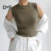 Women's Tank Top Sleeveless Cotton High Neck Crop Top Ribbed Slim Fit Basic Shirt Spring Summer Casual Outfit