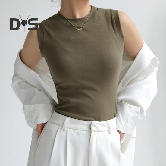 Women's Tank Top Sleeveless Cotton High Neck Crop Top Ribbed Slim Fit Basic Shirt Spring Summer Casual Outfit