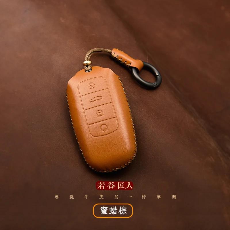 For Chery Arrizo 8 Tiggo 8 Plus 9 Handmade High-End Genuine Leather Key Case Cover Protective Shell Bag Keychain Car Accessories
