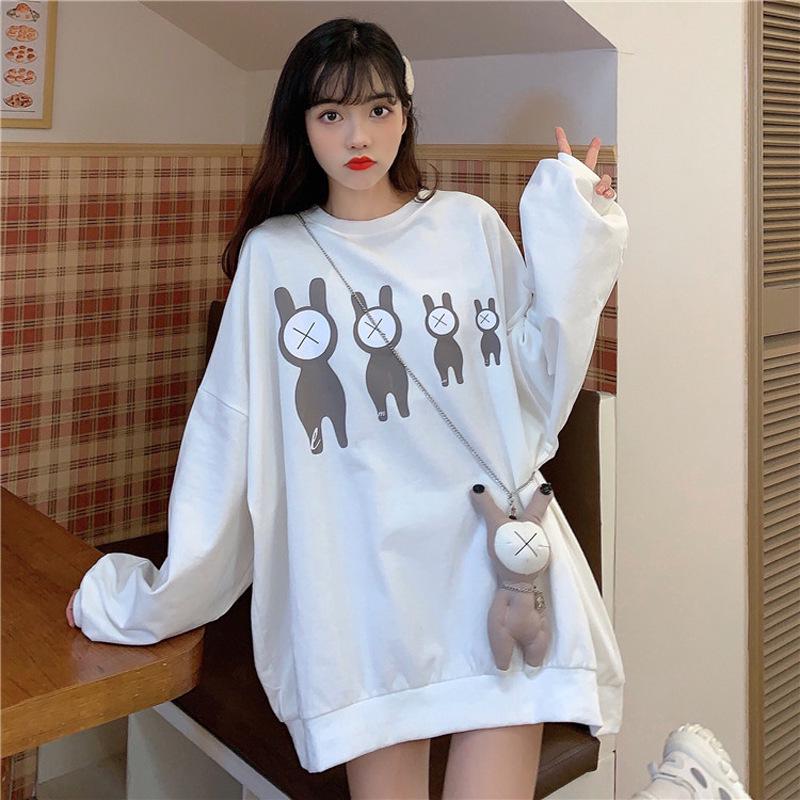 Women’s 2026 Korean Style Loose Hoodie – Long Sleeve, Versatile Round Neck Jacket for Spring/Autumn
