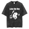 S Maglietta Lavata di Lana Del Rey Harajuku Uomo Donna Retro Manica Corta T-shirt alla Moda Cotone Oversize Streetwear