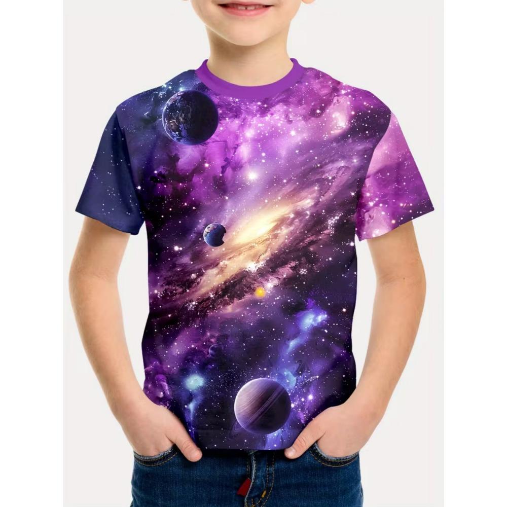 Boys Kids Clothes Stylish Cartoon Space Astronaut Graphic T Shirts Boys Girls Summer Short Sleeve Outdoor Clothes for Children