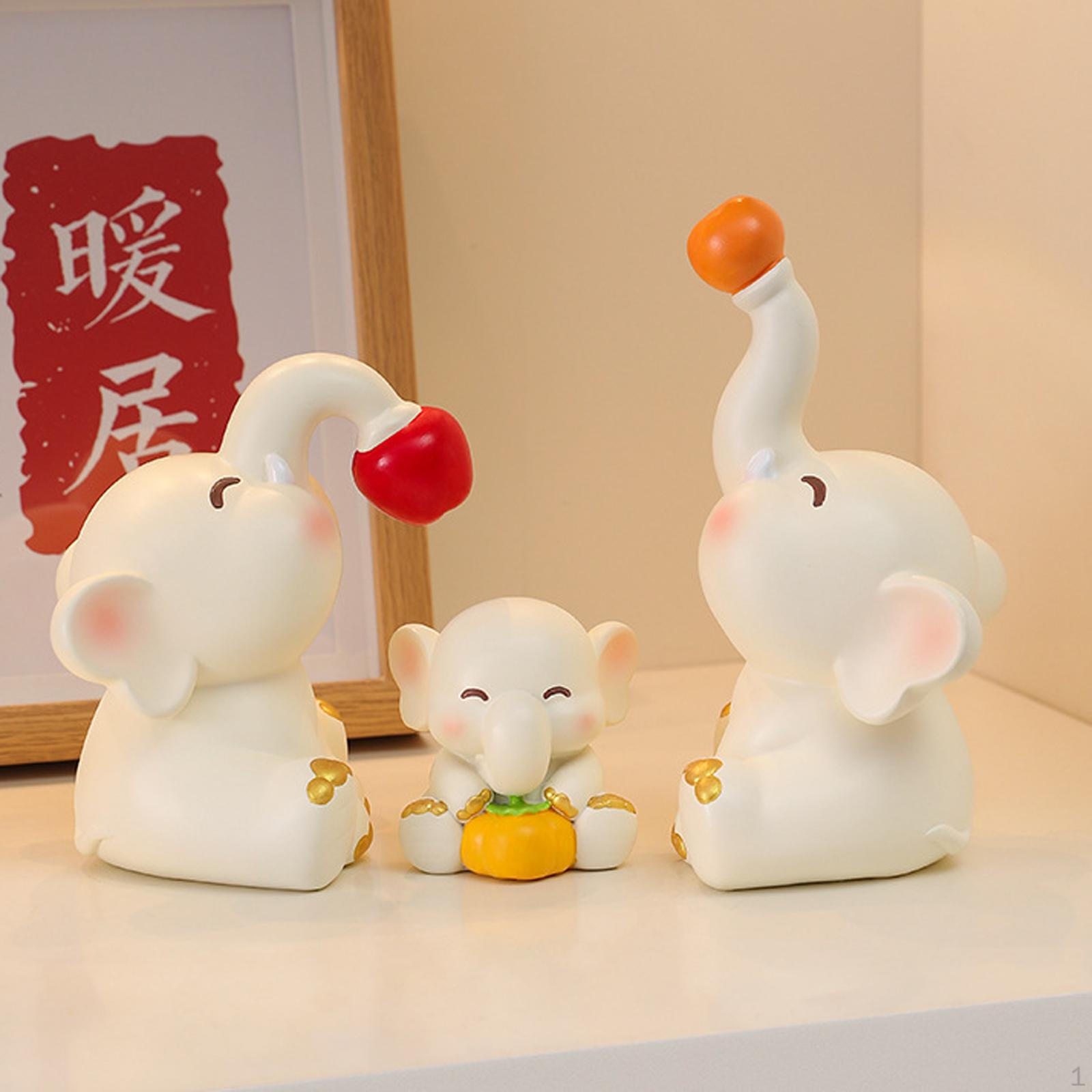 

Small Elephant Families Statues Desktop Decoration Ideal Gift Collections Cartoon