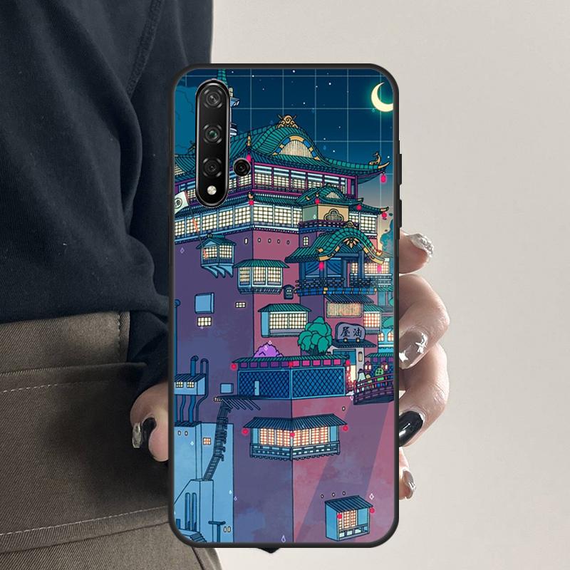 Neon Village Bathhouse Night For Huawei Nova Y70 Y90 Y60 Y61 Y91 Y72 9 10 SE 12i 12s 11i 5T P60 Pro P20 P30 P40 Lite Case