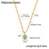 Natural Turquoise Oval Pendant Stacked Collarbone Chain Oiled Checkerboard Pattern Bag 18K Gold Plating Stainless Steel Necklace