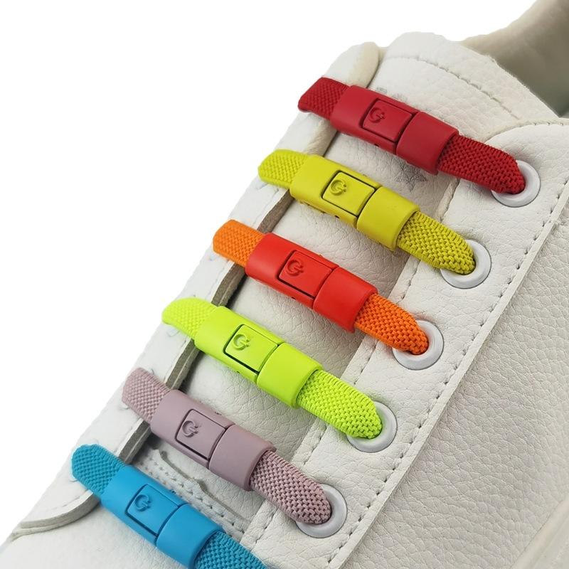 2PCS New Without Ties Elastic Laces No Tie Shoe Laces Press Lock Shoelaces Sneaker 8MM Widened Flat Shoelace for Shoes