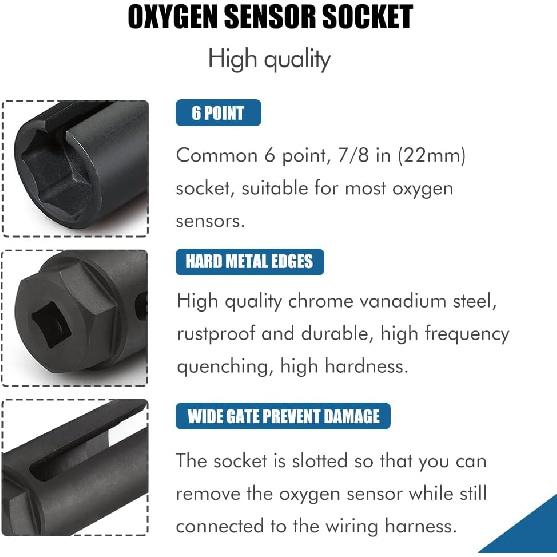 KEDAKEJI Oxygen Sensor Socket With Side Wire Cutout 3/8-Inch Drive By 7/8-Inch Fits All Vehicle O2 Removal And Tallation Offset Oxygen Sensor