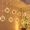high qualityLED Christmas Curtain Lights with Santa Claus & Classic -in/- String Lights Suitable for Indoor Room Window Holiday Decorations -