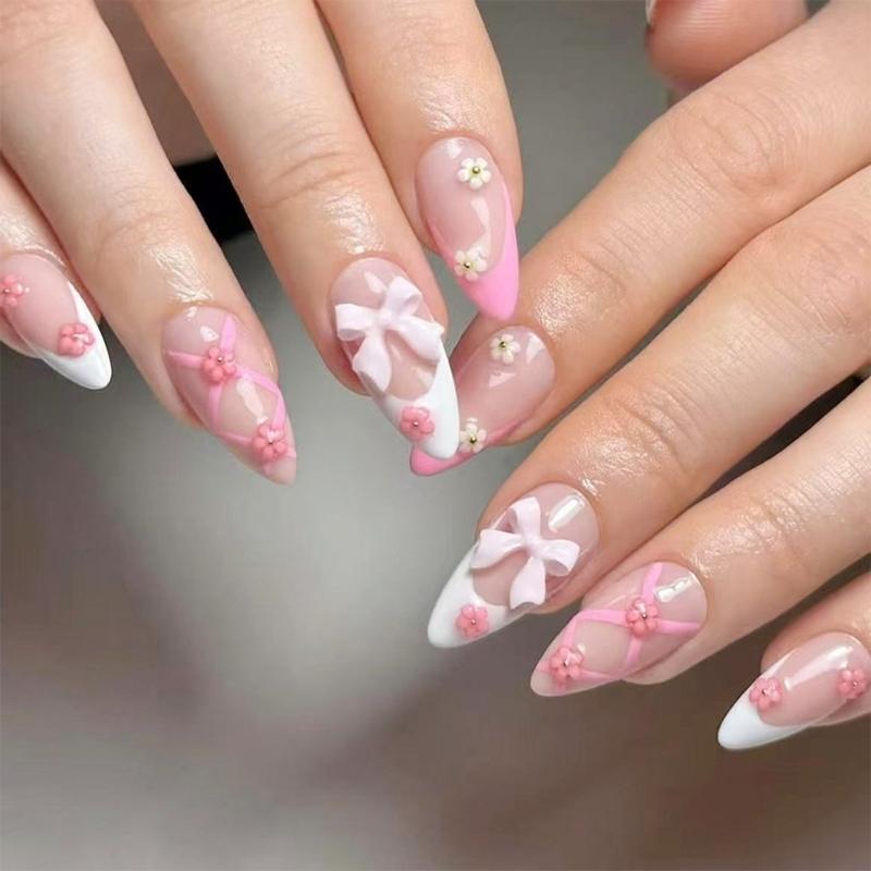 Mandel Aufklebe-Nägel Glänzend Falsche Nägel Aufklebe-Nägel in 12 Größen, 24 Stück Französische Nagelspitzen für DIY Nagelkunst Dekorationen