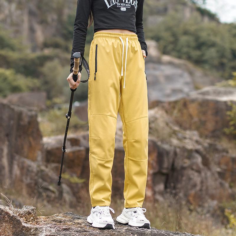 Unisex Fleece-Lined Ski Pants for Autumn/Winter - Thick, Warm, Waterproof & Windproof with Graphene Knee Protection 3XL жёлтый