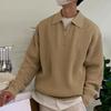 Maglione da Uomo Autunno Inverno Collo a Revers Mezza Zip Maniche Lunghe Colore Unito Lavorato a Maglia Morbido