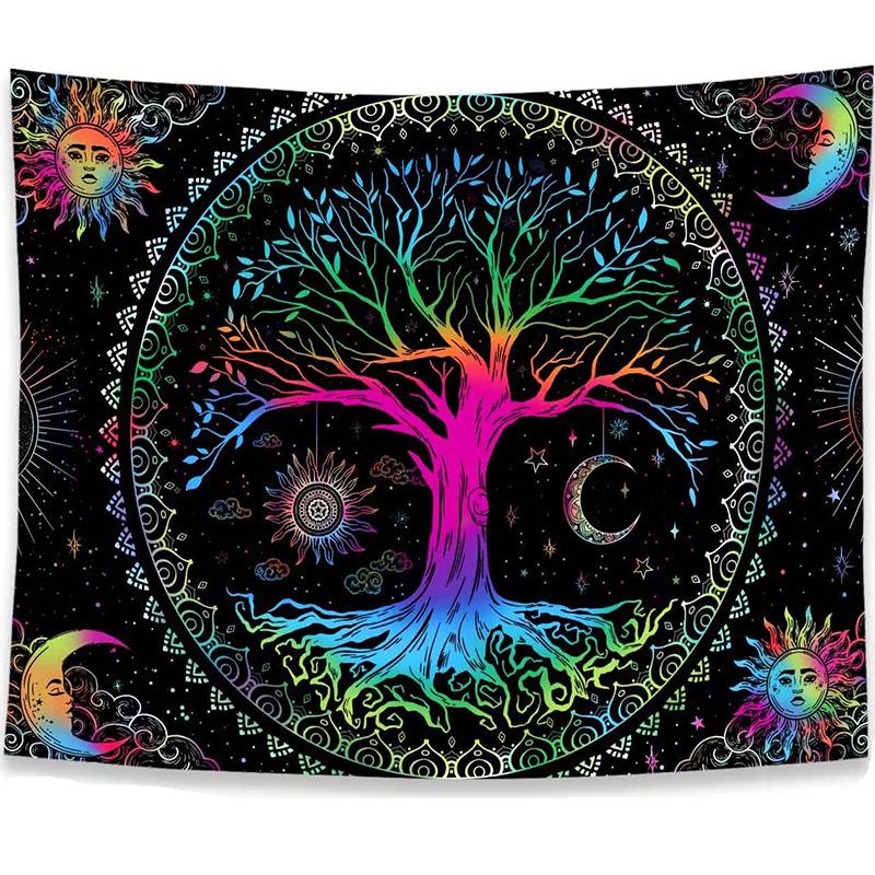 Bohemian Hanging ClothBig TreeSunMoon SkullLiving Room Decoration Painting Bedroom Wall CarpetDormitory Tapestry Background Cloth