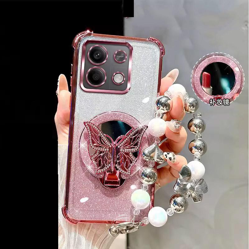 Mirror Shockproof Glitter Magnetic Case for Motorola MOTO Edge 60 50 Edge60 Fusion Pro Neo Butterfly Phone Holder bracelet Cover