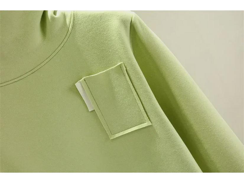 German Velvet Women's Half Turtleneck Pocket Top - Thick, Warm, Slimming, and Versatile Two-In-One for Autumn/Winter.