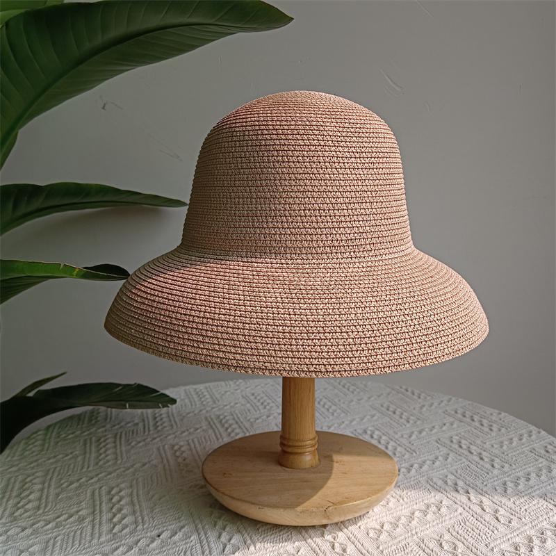 Summer Hepburn Straw Hat Retro Design Large Brim Straw Hat for Women Large Brim Orange New Solid Color Beach Vacation Large Sun