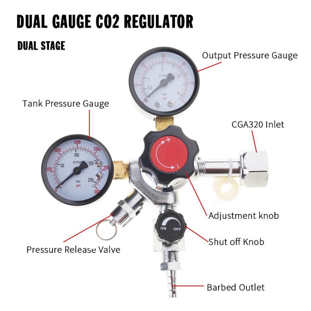 Beer Pressure Regulator for Home Brewing Use Precise CO2 Control Regulator with Relief Valves Sodas Water Brewing Tool