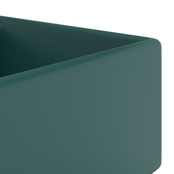 VidaXL Lavabo Carré de Luxe à Trop-plein Vasque à Poser de Toilette Lave-mains de Salle de Bain Salle Cosmétique Vert Foncé 146948