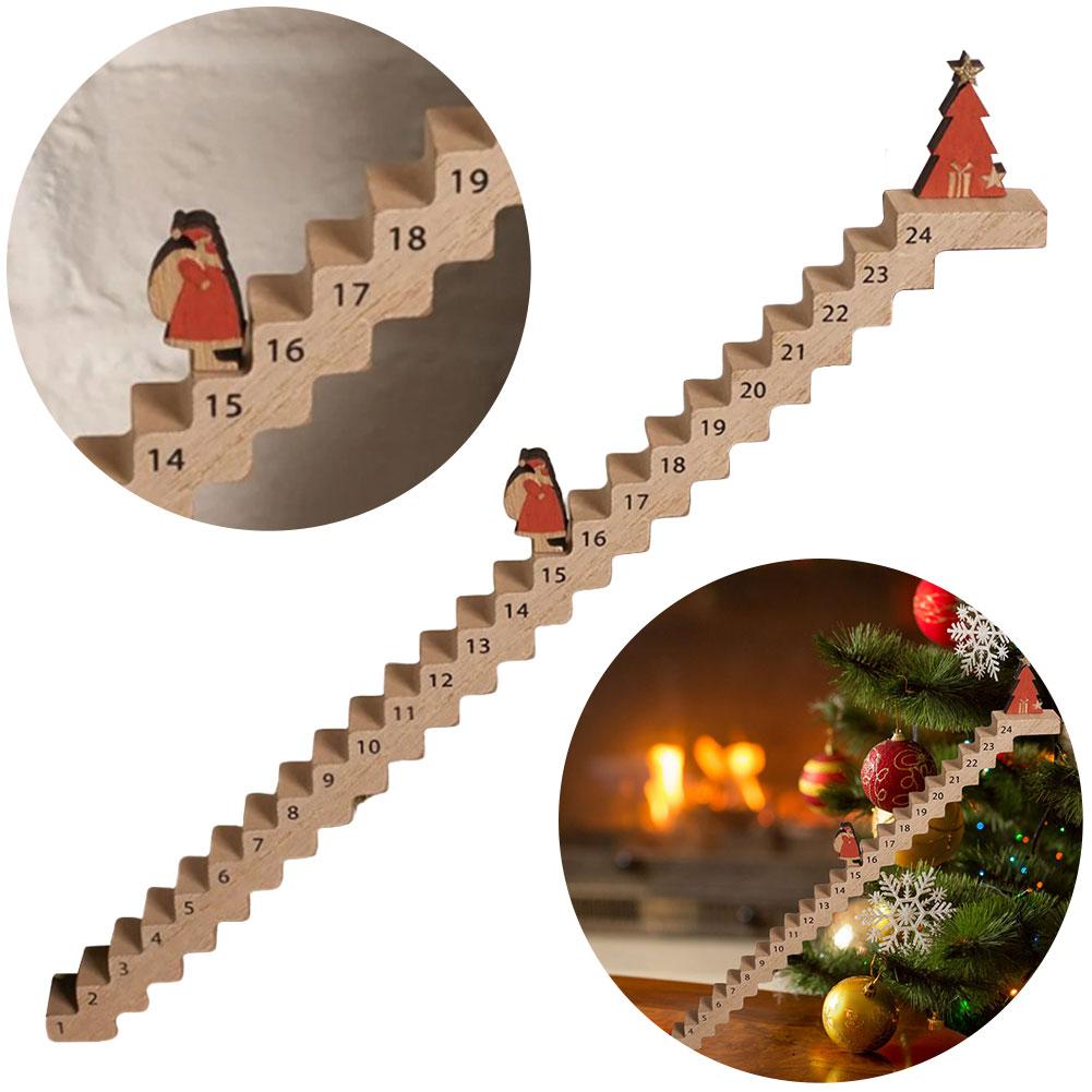 Countdown To Christmas Calendar Creative Wooden Stairs Climbing Santa Claus Travel Christmas Advent Calendar For Home Decoration