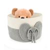Elephants Cotton Rope Storage Basket Cute Baby Laundry Basket Versatile Safe Cotton Rope Toy Storage Basket for Home
