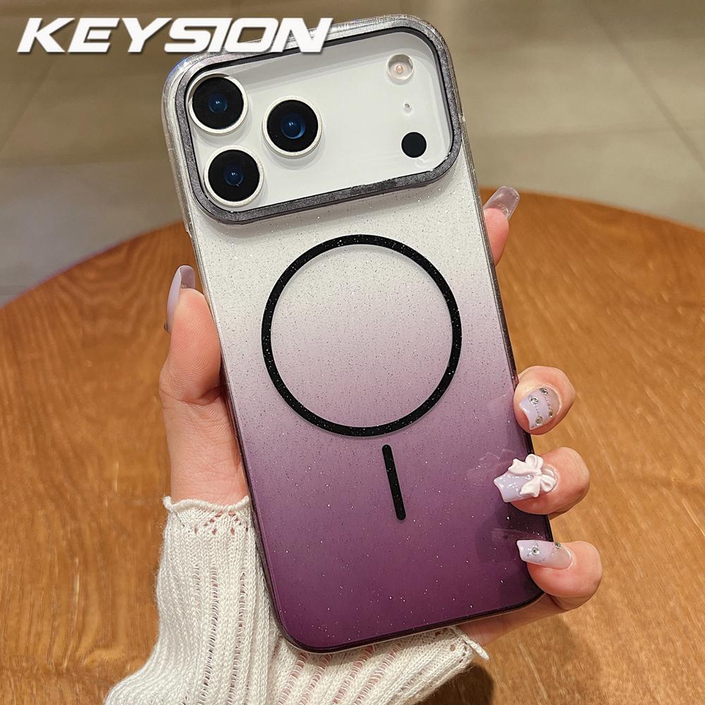 

KEYSION Luxury Gradient Glitter Magnetic Phone Case for MagSafe for iPhone 17 Pro Max 17 Air Clear Hard PC Shockproof Back Cover for iPhone 17