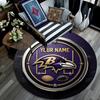 Custom Name,Baltimore Ravens pattern round rug,Carpet Rug for Living Room Bedroom Playroom ,Non-slip Floor Mat,Holiday Gifts and Birthday Gifts.