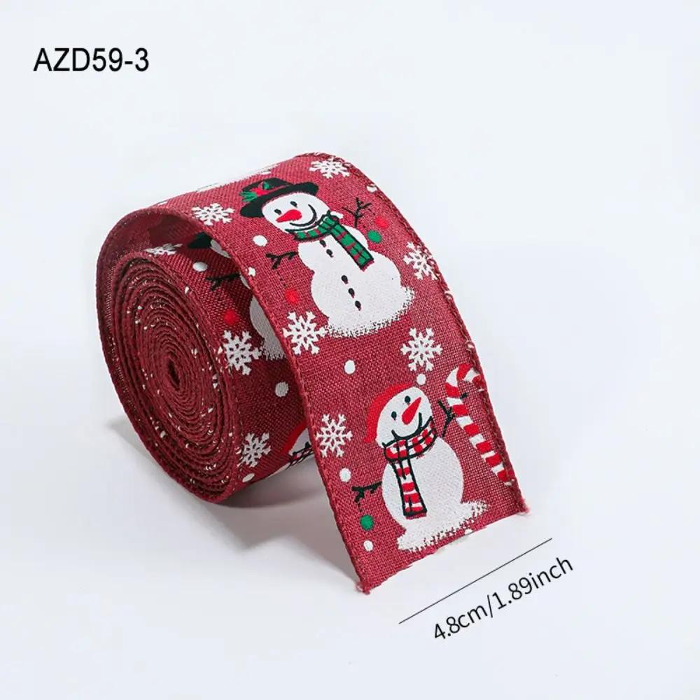 Cartoon 2M/Roll Christmas Tree Ribbon DIY Fabric Gift Packaging Webbing Reinforced Edge Snowman Wreath Making Tool Party Decor