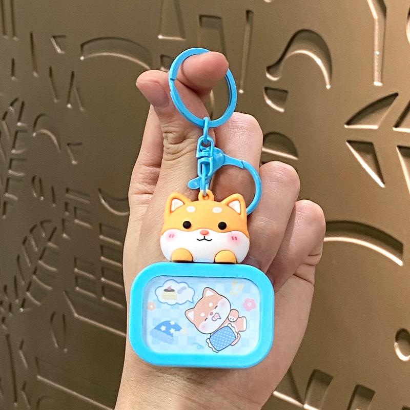 Shiba Inu Luminous Night Light Keychain - Cute Cartoon Pendant for Backpack or Car Keys