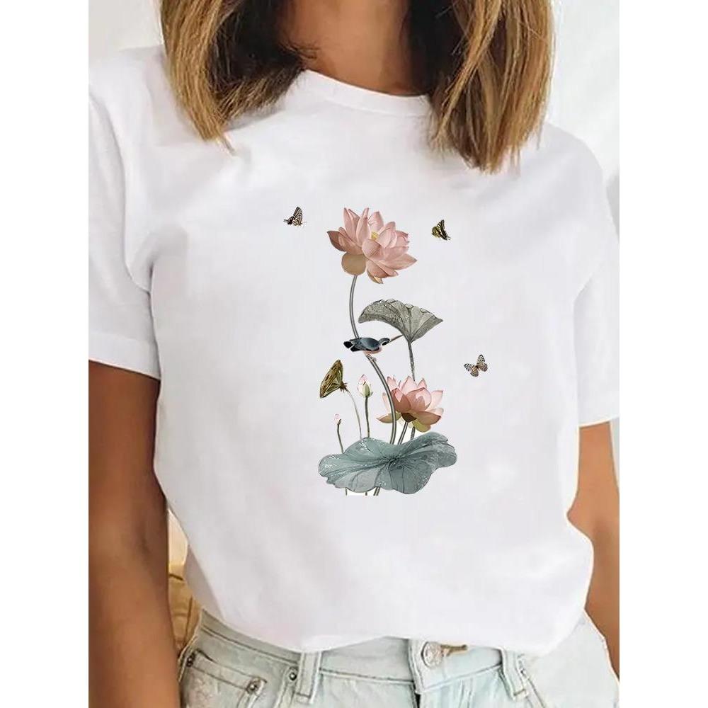 Fashion Graphic Tee Sweet Trend Flower Cute Clothes Clothing for Women Female Casual Top Print T-shirts