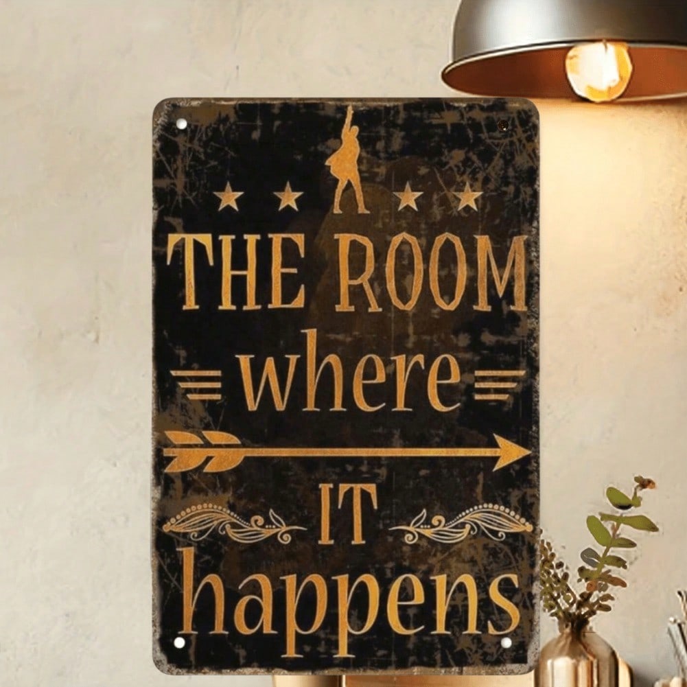 Vintage Alexander Hamilton Metal Sign Room Where It Happens Wall Art Farmhouse Decor 8x12 Inches