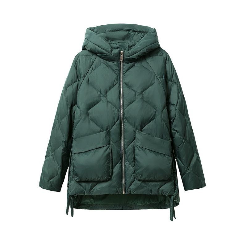 Giacca da Donna Invernale in Piuma d'Anatra Bianca Casual Larga Moda Capospalla Cappotto Piumino con Cappuccio Corto Leggero Caldo Parka