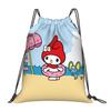 Custom M-Melodies Drawstring Bags Men Women Lightweight Rabbit Anime Sports Gym Storage Backpack