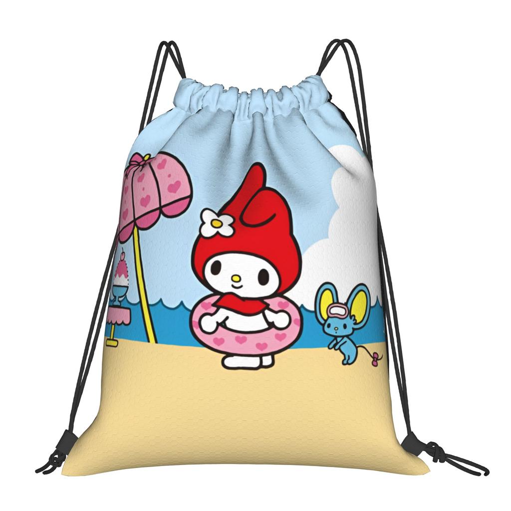 Custom M-Melodies Drawstring Bags Men Women Lightweight Rabbit Anime Sports Gym Storage Backpack