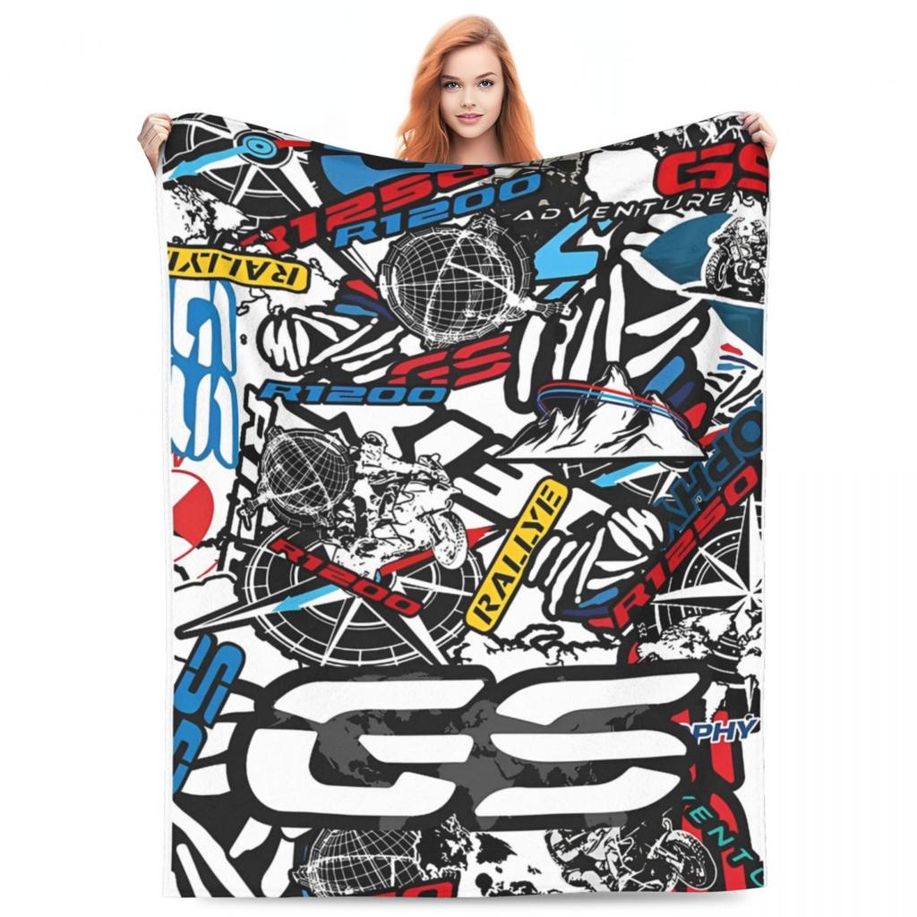GS Adventure Motorbike Motorcycle Blanket Fleece Spring/Autumn Portable Soft Throw Blanket for Bedding Travel Plush Thin Quilt
