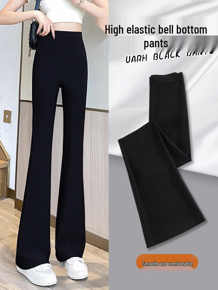 

Spring & Autumn 2024 Women s High Waist Black Slim Flared Pants with Elastic Fit Large