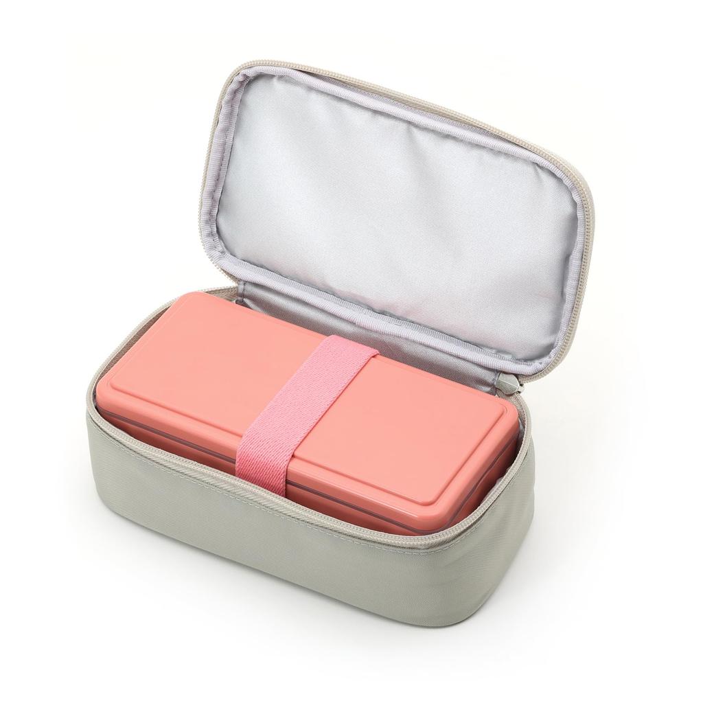Miyoshi Seisakujyo Compatible Insulated Lunch Box x x with Dome Square and Includes 2 Onigiri Product GEL-COOL Single-Tier Case, Gray, W20.5 D11.5