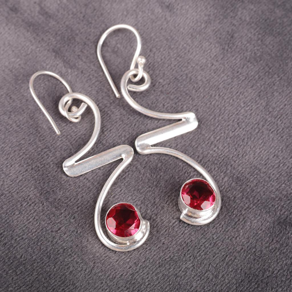 Schmuck mit rosa Turmalin-Edelstein, Ohrringe aus 925er Sterlingsilber, handgefertigter wunderschöner Schmuck, Designer-Ohrringe Geschenk für Frauen