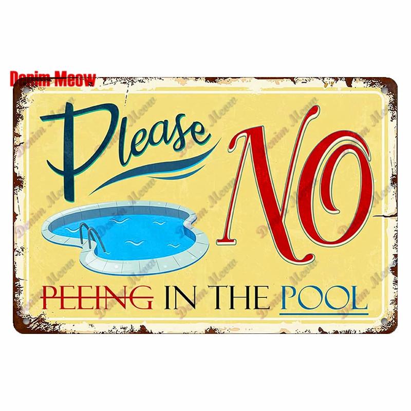 Retro Pool Rules Metal Sign Tin, Vintage Summer Swim Happy Place Plates, Wall Sign, Bar & Grill, Pub Decor, WY51
