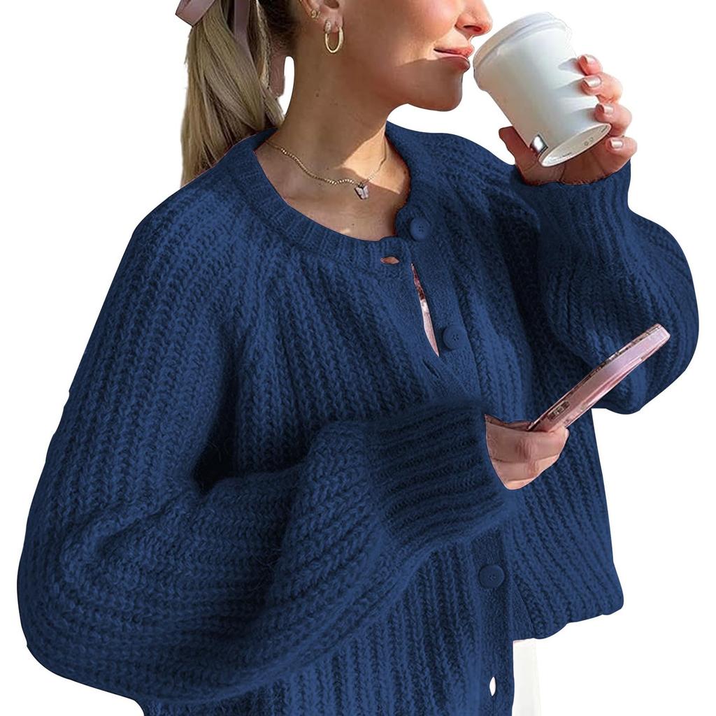 Women's Solid Color Casual Long Sleeve Loose Lazy Cardigan Sweater Sweater Coat