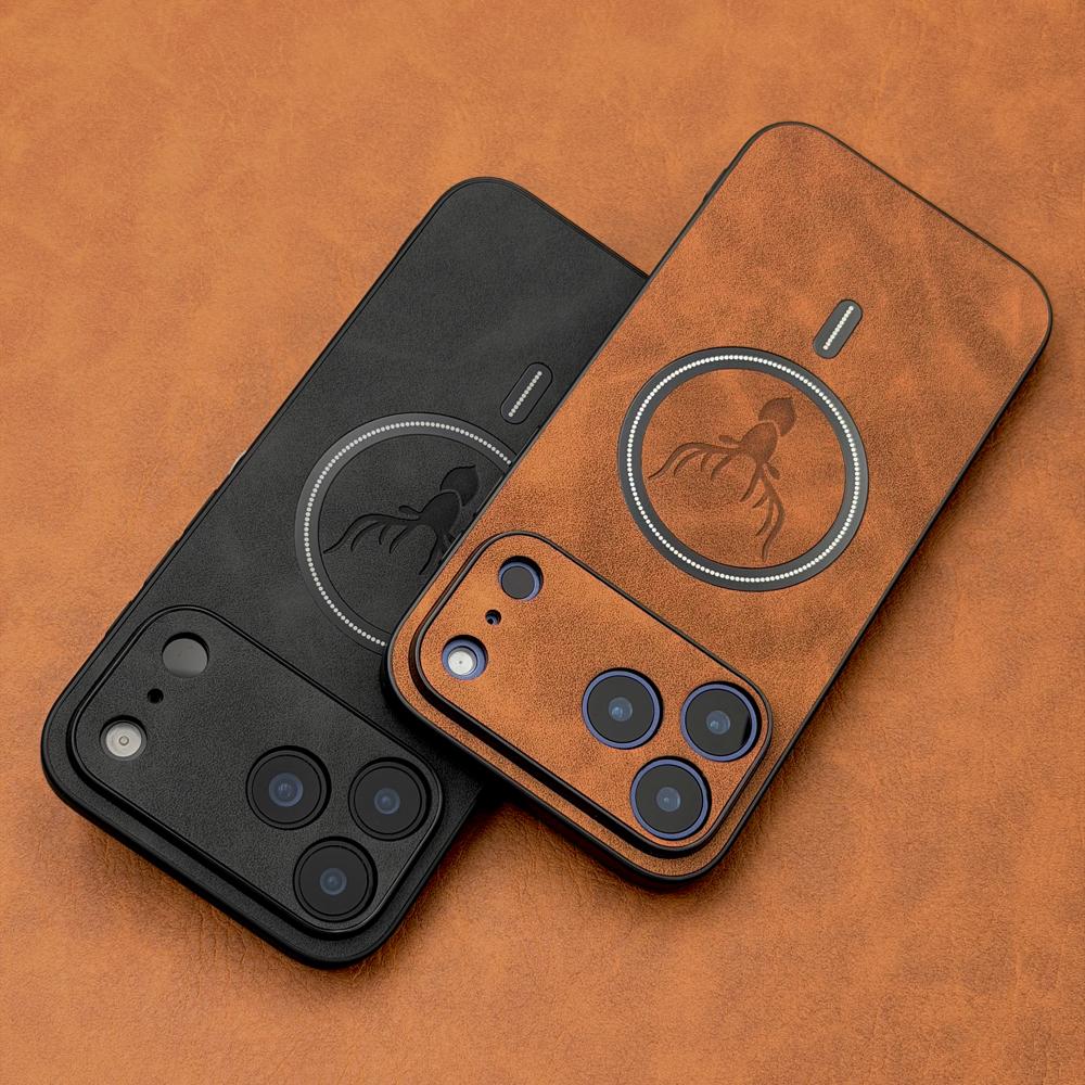 Luxury Pu Leather Deer Head Pattern Case For iPhone 17 16 15 14 13 12 11 Pro Max Plus 17E 16E For Magsafe Wireless Charge Covers