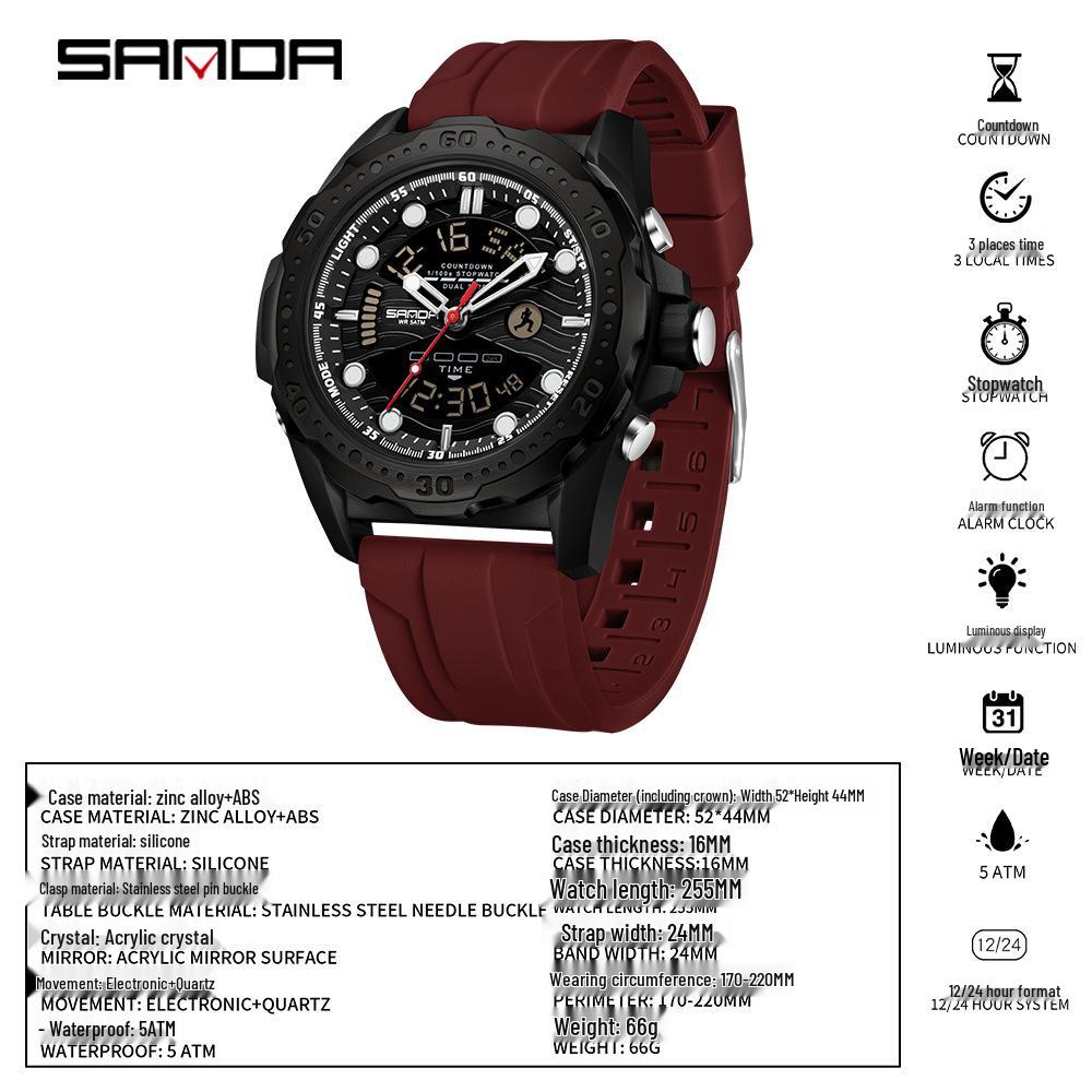 Sanda Multifunctional Waterproof Luminous Men's Sports Watch