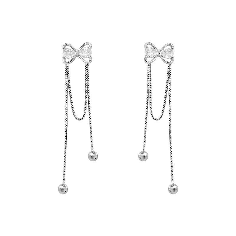 Long Bow-shaped Tassel Earrings for Women Ins Niche Design Light Luxury Earrings