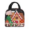 Cartoon Christmas House And Gnome Insulated Lunch Bag for Office Cooler Thermal Food Box Tote Portable Lunch Boxes Container