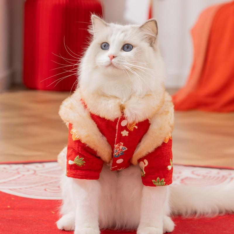 Pet Winter Chinese Style Cotton Coat Small Dogs Cats - Festive Two-Legged Outfit Warm XS To XXL