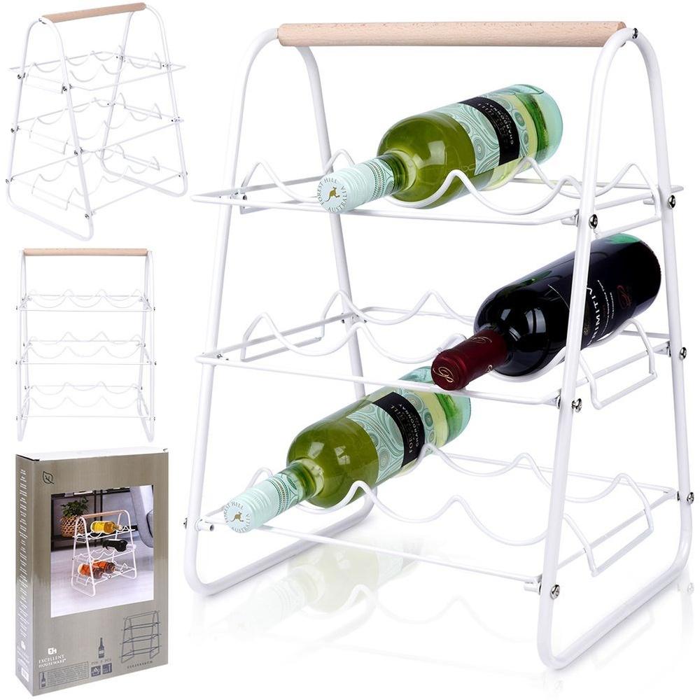 White Metal Wine Rack 9 Bottles