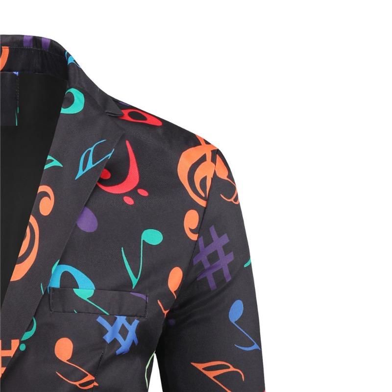 Men Fashion 3d Printed Casual Blazer Jacket Long Sleeve Outerwear